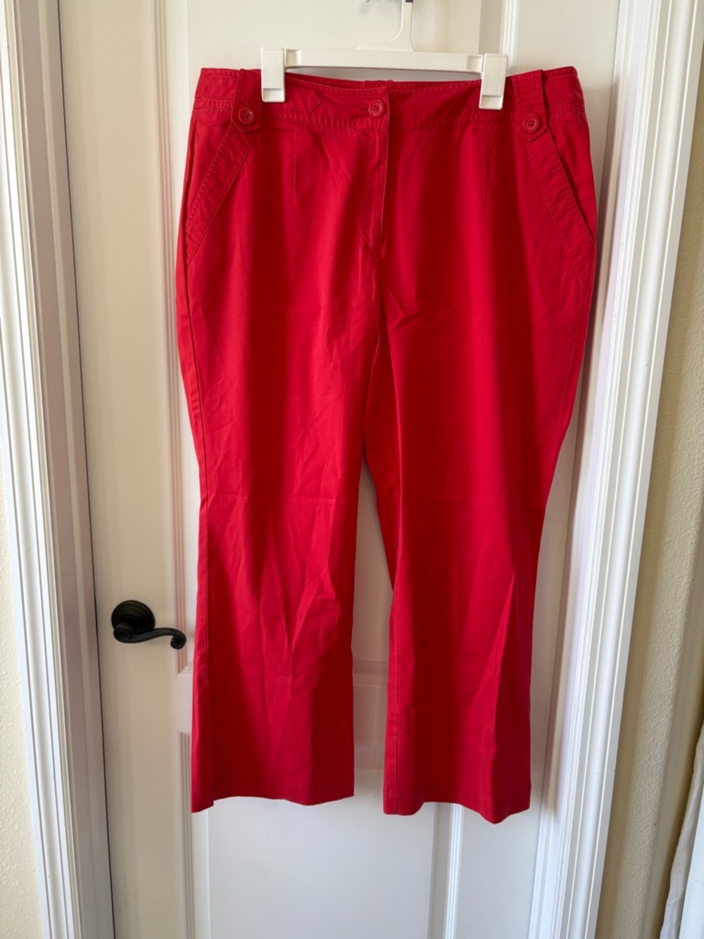 Talbots Red Pants Womens 16W Classic Fit Straight Leg Stretch Cotton Career